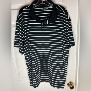 under armour heat gear polo shirt Men’s 2X Striped Blue Black Golf Office